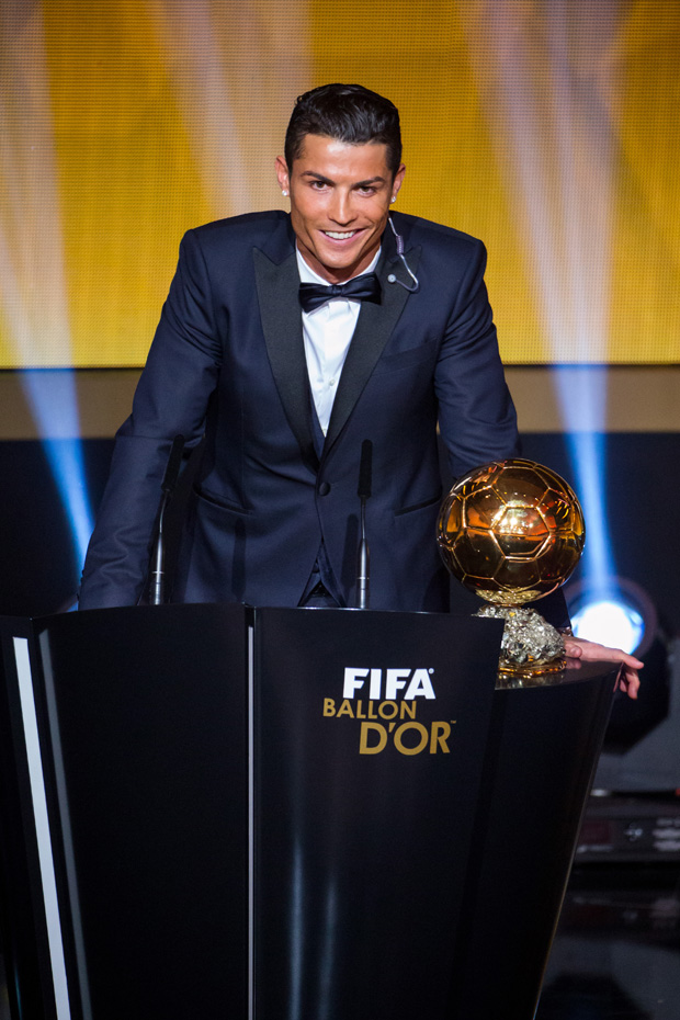ZURICH, SWITZERLAND - JANUARY 12: FIFA Ballon d'Or winner Cristiano Ronaldo of Portugal and Real Madrid speaks during the FIFA Ballon d'Or Gala 2014 at the Kongresshaus on January 12, 2015 in Zurich, Switzerland. (Photo by Philipp Schmidli/Getty Images)