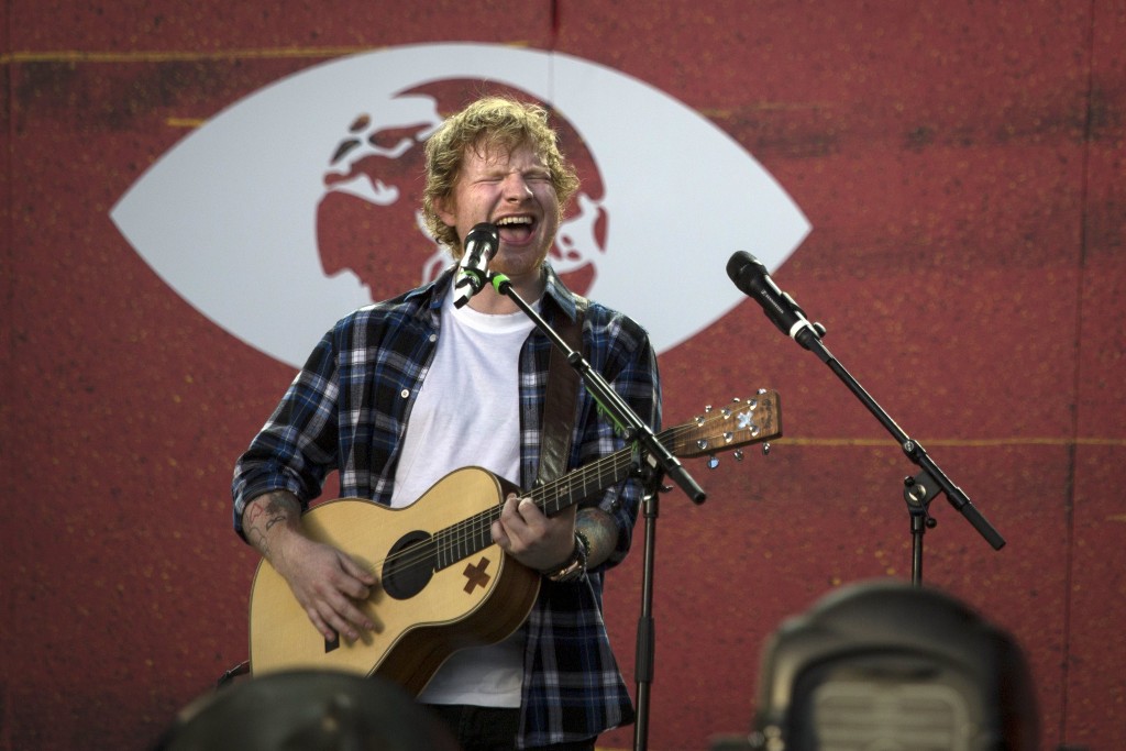 Singer Ed Sheeran performs on stage during the Global Citizen Festival in Central Park in New York, September 26, 2015. REUTERS/John Taggart