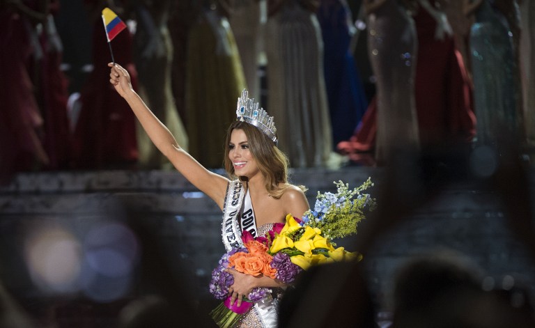 Miss Colombia Ariadna Gutierrez  is mistakenly crowned Miss Universe 2015 during the 2015 MISS UNIVERSE show at Planet Hollywood Resort & Casino, in Las Vegas, California, on December 20, 2015.  Miss Philippines Pia Alonzo Wurtzbach was named Miss Universe, but in a drama-filled turn worthy of a telenovela.  The pageant's host comedian Steve Harvey, also a talk show host, misread the card which he said had Miss Colombia Ariadna Gutierrez as the winner.  AFP PHOTO / VALERIE MACON / AFP / VALERIE MACON