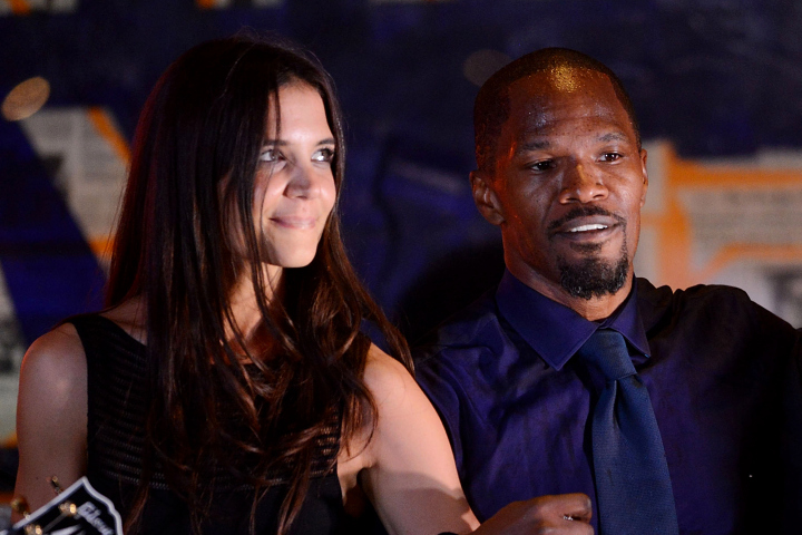 EAST HAMPTON, NY - AUGUST 24:  katie Holmes, Jamie Foxx and Colion Powell perform at the  4th Annual Apollo In The Hamptons Benefit on August 24, 2013 in East Hampton, New York.  (Photo by Shahar Azran/WireImage)