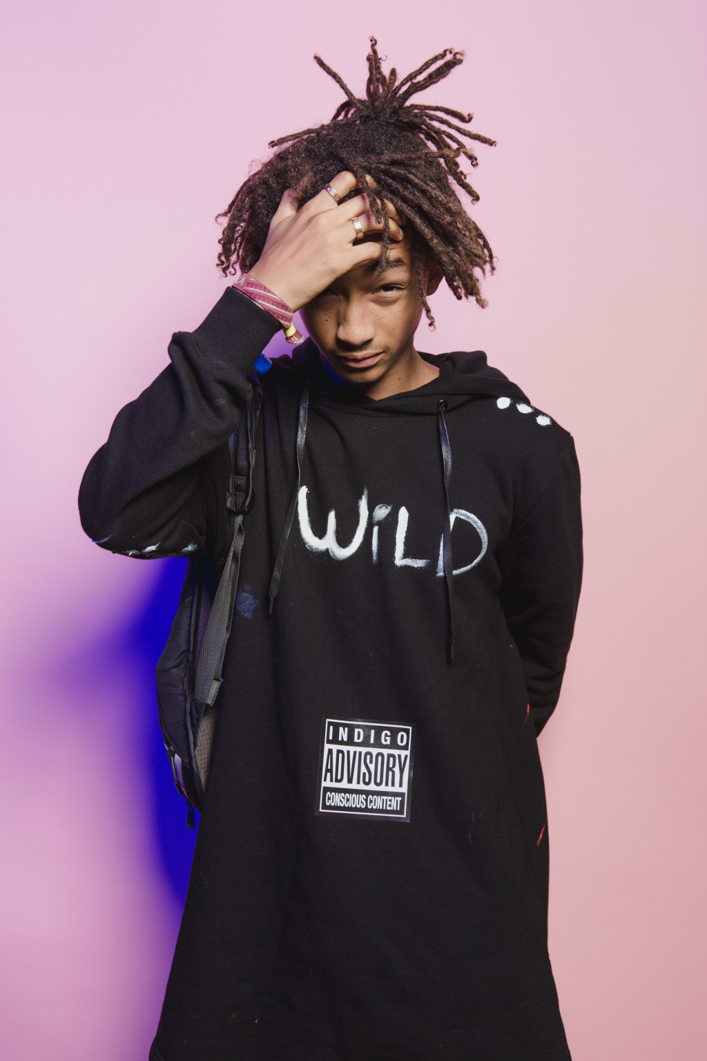 BROOKLYN, NY - OCTOBER 24:  Jaden Smith poses for a poratrit backstage at  Day 2 of the Fader Fort presented by Converse at Converse Rubber Tracks Studio on October 24, 2014 in Brooklyn City.  (Photo by Roger Kisby/Getty Images)