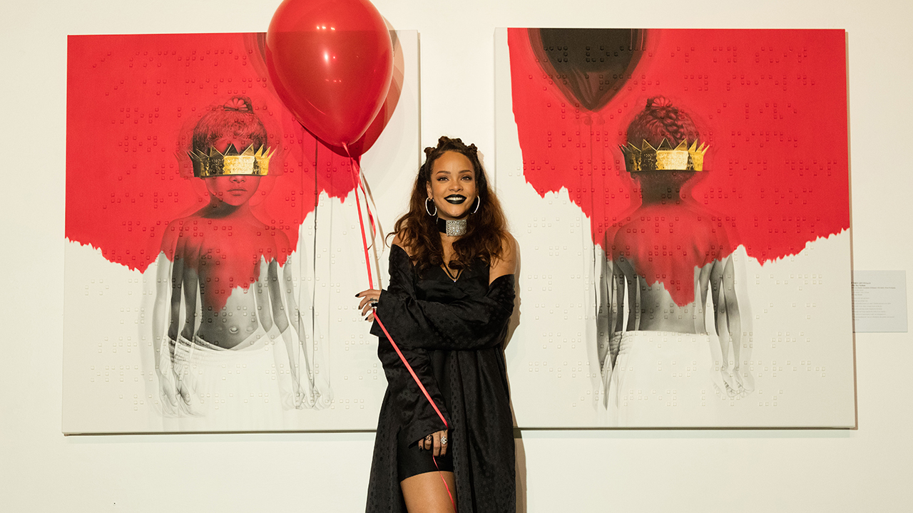 LOS ANGELES, CA - OCTOBER 07:  Singer Rihanna at Rihanna's 8th album artwork reveal for "ANTI" at MAMA Gallery on October 7, 2015 in Los Angeles, California.  (Photo by Christopher Polk/Getty Images for WESTBURY ROAD ENTERTAINMENT LLC)