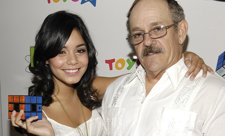 Vanessa Hudgens and Greg Hudgens celebrates Father's Day with the Launch of Techno Source's Rubik's Revolution at Toys ''R'' Us Times Square (Photo by Gary Gershoff/WireImage for Ruth C. Schwartz and Co., Inc.)