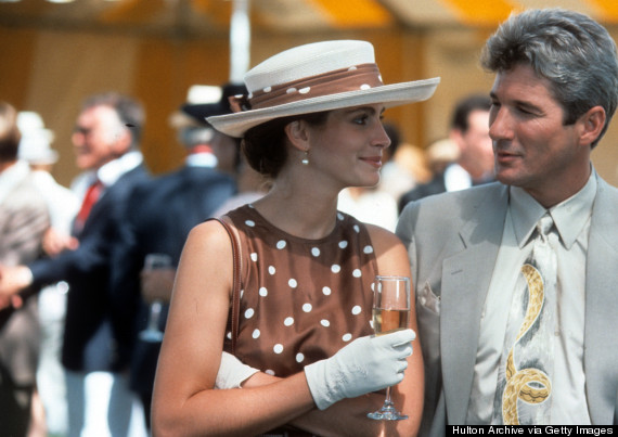 Julia Roberts has a drink with Richard Gere in a scene from the film 'Pretty Woman', 1990. (Photo by Buena Vista/Getty Images)