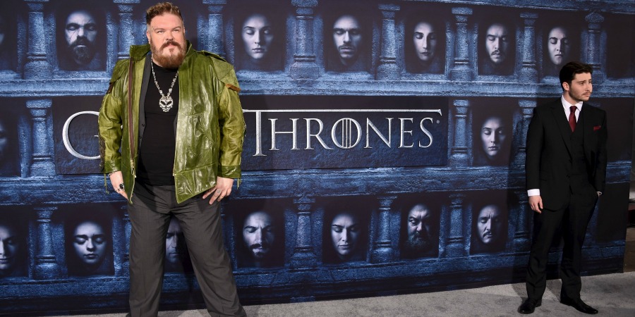 Cast members Kristian Nairn (L) and Daniel Portman attend the premiere for the sixth season of HBO's "Game of Thrones" in Los Angeles April 10, 2016. REUTERS/Phil McCarten USA-ENTERTAINMENT/
