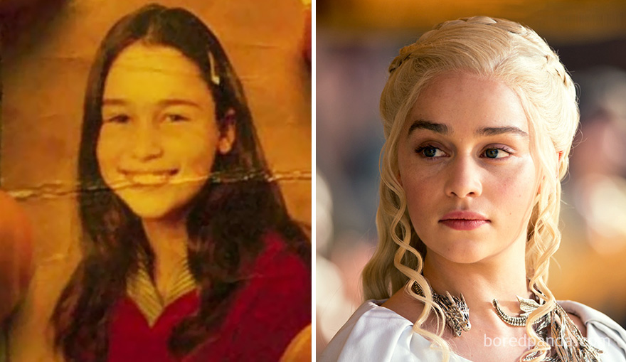 16. Emilia Clarke de niña y como Daenerys Targaryen