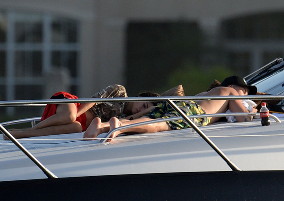 Exclusive... 52113511 Singer Justin Bieber is seen with Puerto Rican model Alexandra Rodriguez as he spends the day on his yacht in Miami, Florida on July 5, 2016. The model must have forgotten her bathing suit as she was wearing Justin's red Nike shorts and an oversized shirt. As usual, Justin had a hard time keeping his own swimming trunks on, often showing off his Calvin Klein underwear. Also along for the day out was Justin's energetic little brother, Jaxon Bieber. FameFlynet, Inc - Beverly Hills, CA, USA - +1 (310) 505-9876 RESTRICTIONS APPLY: NO UNITED KINGDOM,NO AUSTRALIA