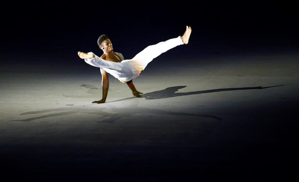2016 Rio Olympics - Opening ceremony - Maracana - Rio de Janeiro, Brazil - 05/08/2016. A performer takes part in the opening ceremony. REUTERS/Ivan Alvarado FOR EDITORIAL USE ONLY. NOT FOR SALE FOR MARKETING OR ADVERTISING CAMPAIGNS