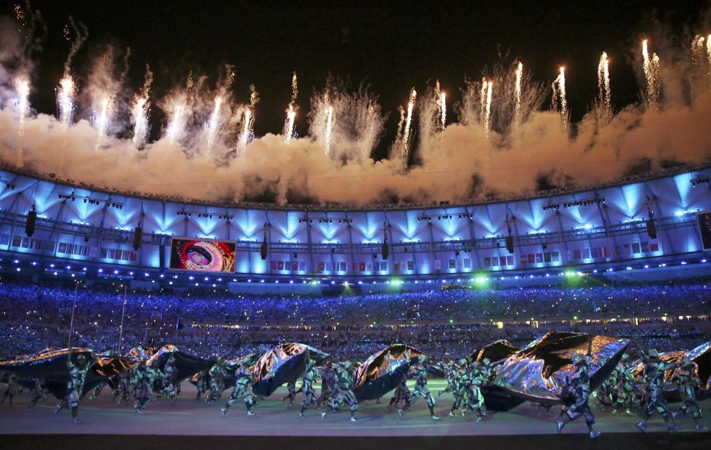2016 Rio Olympics - Opening ceremony - Maracana - Rio de Janeiro, Brazil - 05/08/2016. Performers take part in the opening ceremony. REUTERS/Stefan Wermuth FOR EDITORIAL USE ONLY. NOT FOR SALE FOR MARKETING OR ADVERTISING CAMPAIGNS.
