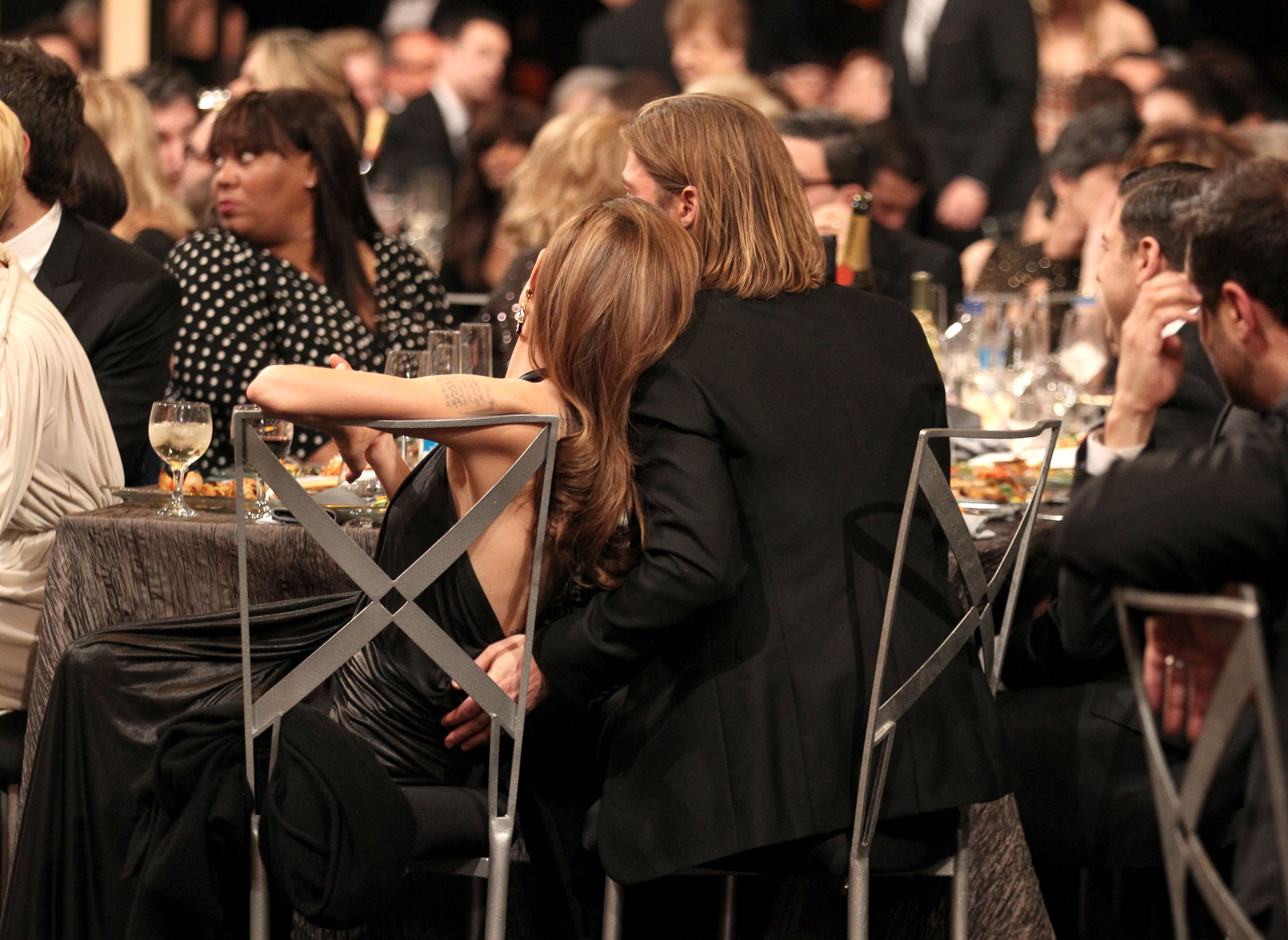 LOS ANGELES, CA - JANUARY 29: Actress Angelina Jolie (L) and actor Brad Pitt attend The 18th Annual Screen Actors Guild Awards broadcast on TNT/TBS at The Shrine Auditorium on January 29, 2012 in Los Angeles, California. (Photo by Christopher Polk/WireImage) 22005_008_CP_0643.JPG