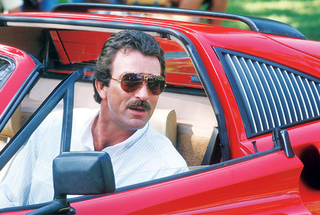 Magnum, P.I. (CBS) Season 6 1985-1986 Shown: Tom Selleck (as Thomas Sullivan Magnum III) & His Ferrari 308 GTS Qv