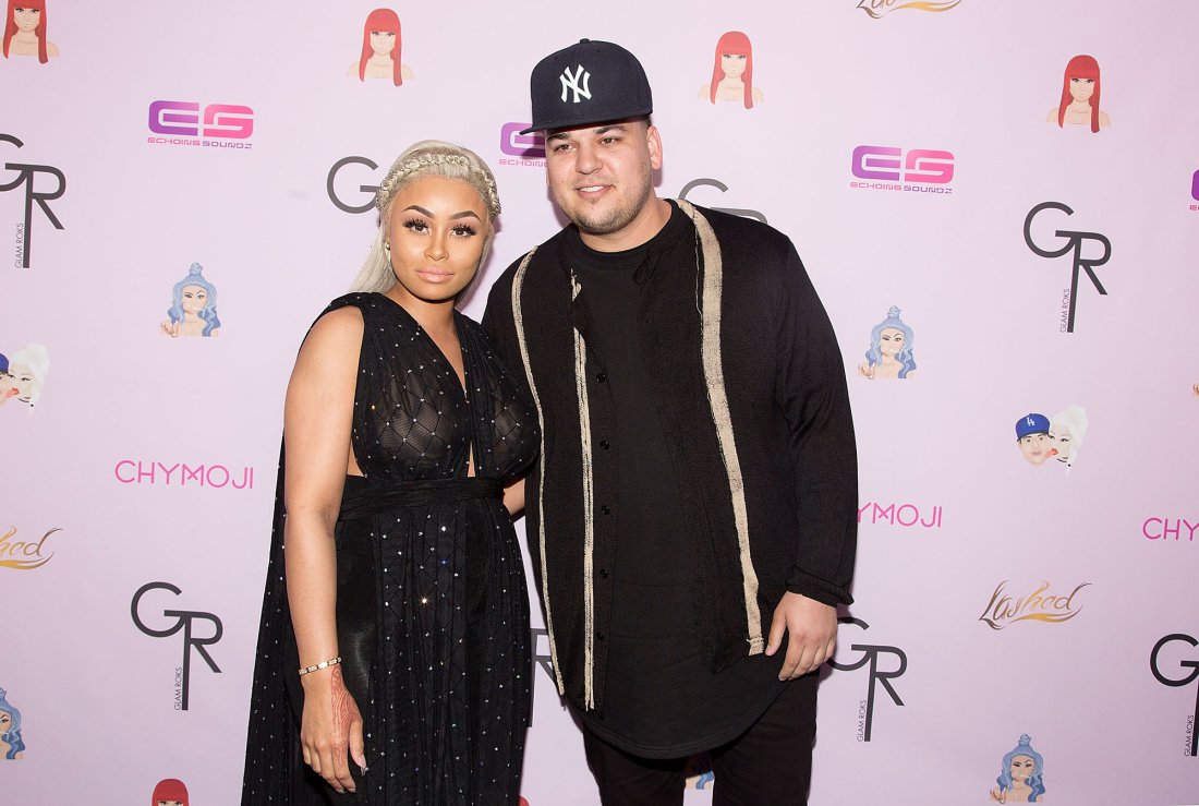 HOLLYWOOD, CA - MAY 10:  Blac Chyna (L) and Rob Kardashian arrive for her Blac Chyna's birthday celebration and unveiling of her "Chymoji" Emoji Collection at Hard Rock Cafe, Hollywood, CA on May 10, 2016 in Hollywood, California.  (Photo by Gabriel Olsen/WireImage)