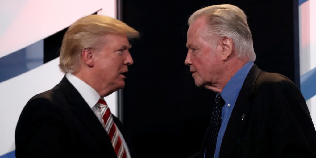 Republican presidential nominee Donald Trump is introduced to the stage by actor Jon Voight before speaking at the Values Voter Summit in Washington, D.C., U.S., September 9, 2016. REUTERS/Mike Segar