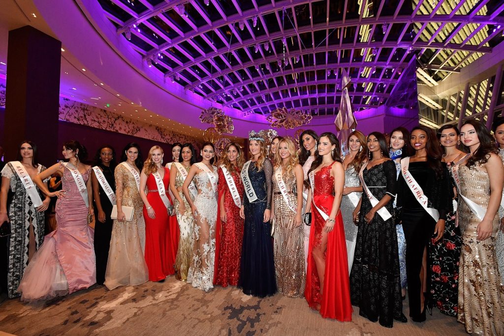 NATIONAL HARBOR, MD - DECEMBER 08: Miss World 2016 contentants attend the MGM National Harbor Grand Opening Gala on December 8, 2016 in National Harbor, Maryland. Larry French/Getty Images for MGM National Harbor/AFP